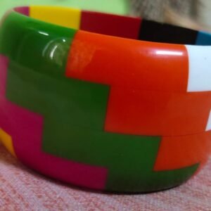 Multicolor Interlocking Pattern Resin Bangle